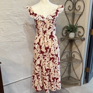 Women's Size Large Monteau Sundress Prairie Dress Sleeveless Off Shoulder Midi